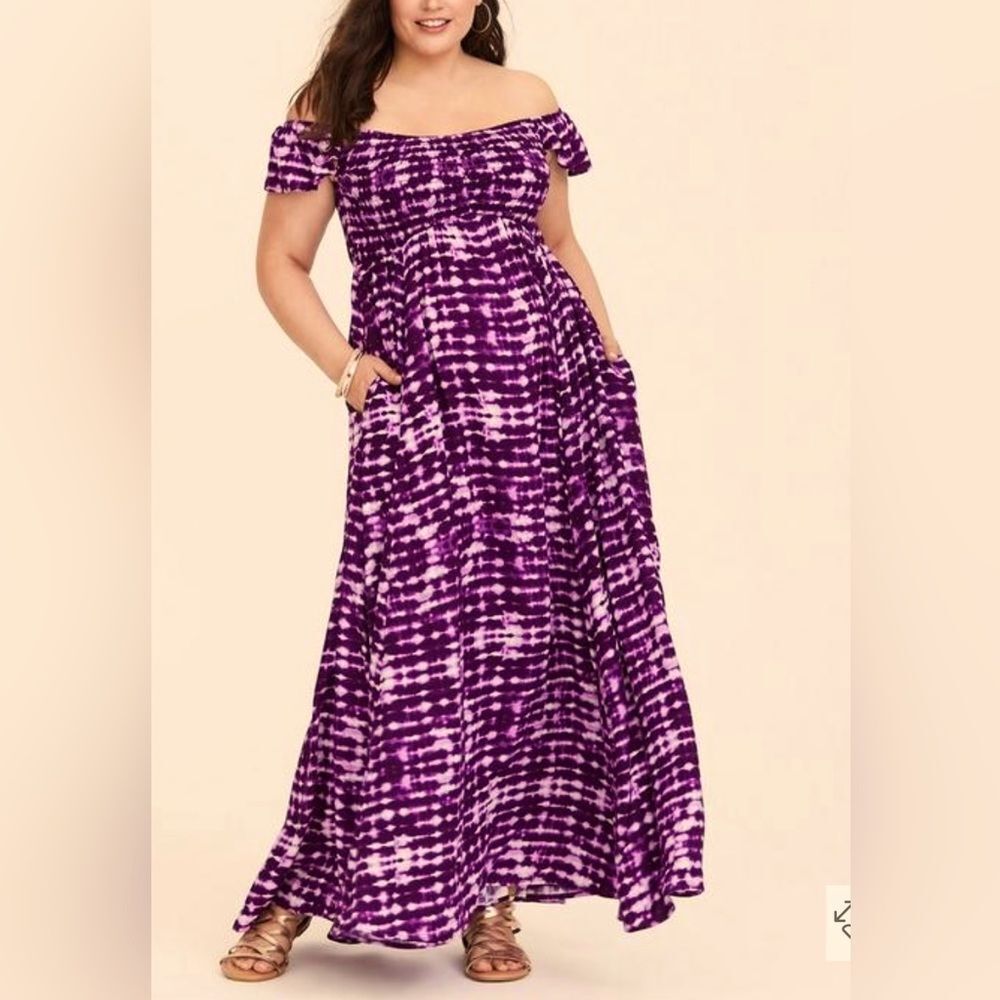 Torrid Challis Off-Shoulder Maxi Dress Size 00 (Medium or Size 10)